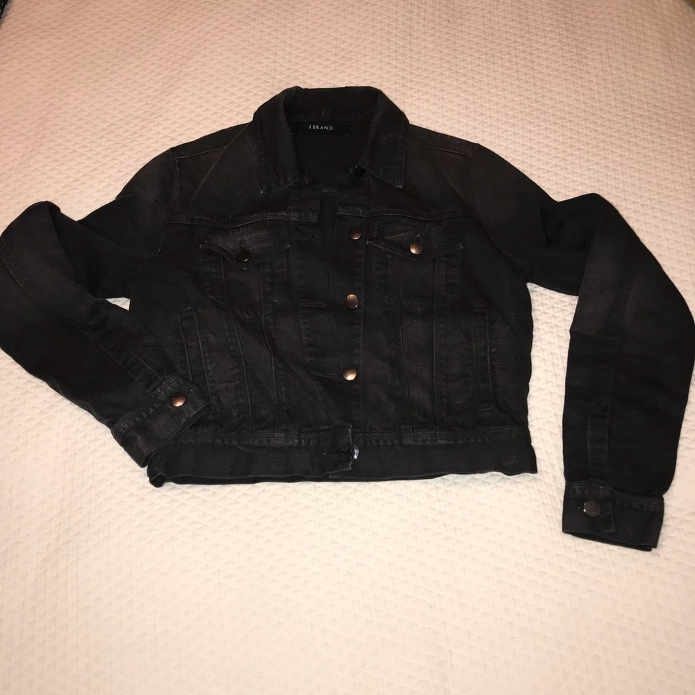 J Brand *cropped* black denim jacket